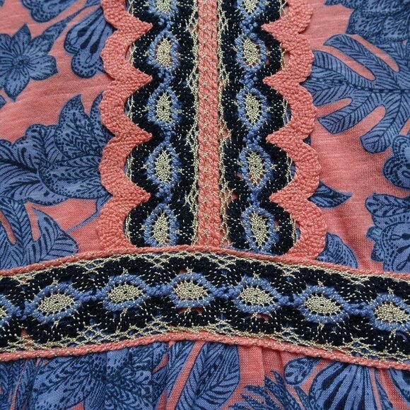 J. Jill Women's Tunic Top Crochet Trim Floral Tie-Back Blouse Boho Oversized XS - Picture 8 of 12